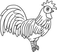 pagina di colorazione del gallo isolata per i bambini vettore