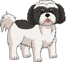 illustrazione clipart colorata del fumetto del cane di shih tzu vettore