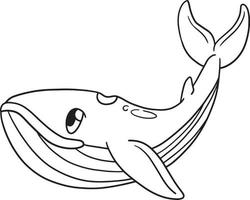 Pagina da colorare di balena isolata per bambini vettore