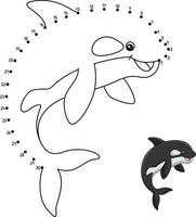 Pagina da colorare punto per punto della balena assassina per bambini vettore