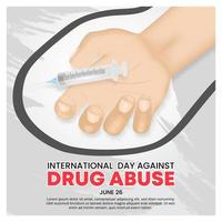 giornata internazionale contro lo sfondo dell'abuso di droghe con una mano di persona in overdose vettore