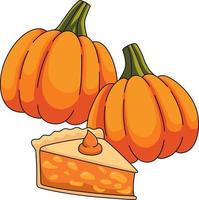 clipart colorate del fumetto della torta di zucca del ringraziamento vettore