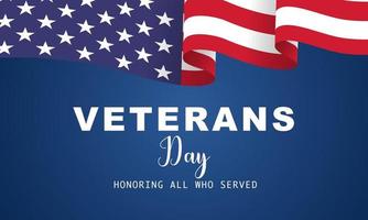 giorno dei veterani, 11 novembre, onorando tutti coloro che hanno servito, poster, illustrazione vettoriale dal design moderno