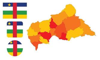 mappa e bandiera della repubblica centrafricana vettore