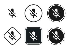 icona microfono spento. set di icone web. collezione di icone piatte. semplice illustrazione vettoriale. vettore