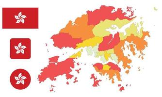 mappa e bandiera di hong kong vettore