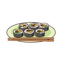 Il kimbap è un alimento tipico della Corea vettore