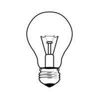 icona di arte della linea della lampadina con sfondo bianco isolato vettore