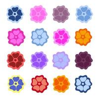 set di illustrazioni vettoriali con fiori astratti in blu, rosa e arancione. appartamento minimalista