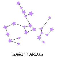 costellazione del segno zodiacale sagittario. costellazione isolata su sfondo bianco vettore