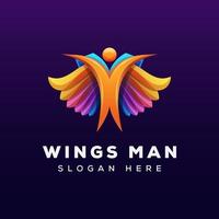 ali d'angelo vettoriali sfumate. disegno astratto del logo dell'uomo volante. illustrazione vettoriale di ali di persone