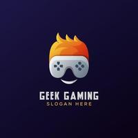 vettore premium di progettazione del logo di gioco geek