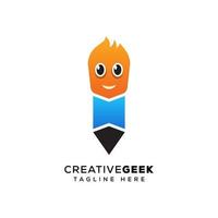 vettore premium di design logo creativo geek