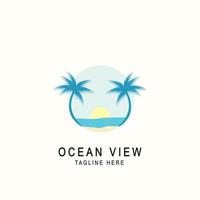 illustrazione del logo con vista sull'oceano vettore