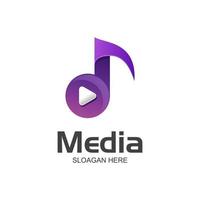 vettore premium del modello di logo dei media musicali