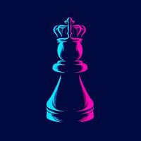 disegno colorato del logo potrait della linea della regina degli scacchi con sfondo scuro. illustrazione vettoriale astratta. sfondo nero isolato per t-shirt, poster, abbigliamento, merchandising, abbigliamento, design distintivo