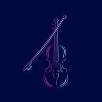 violino neon line art logo colorato design. illustrazione vettoriale astratta.