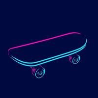 skateboard vector silhouette line pop art potrait logo design colorato con sfondo scuro. illustrazione vettoriale astratta. sfondo nero isolato per t-shirt, poster, abbigliamento.