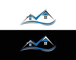 progettazione del logo della proprietà e della costruzione della casa immobiliare per il modello vettoriale del segno aziendale aziendale