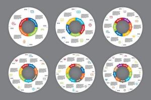 diagramma di processo del grafico del cerchio del modello di progettazione infografica set vettoriale. vettore