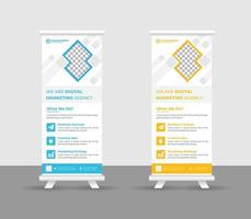 business roll up banner stand modello design, moderni supporti portatili layout banner roll-up aziendale, pull up, illustrazione vettoriale, volantino aziendale, brochure, banner aziendale vettore