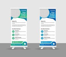 nuova moderna clinica medica astratta roll up banner, creativo minimal x banner stand per uso commerciale e multiuso design professionale vettore