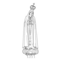 Nostra Signora di Fatima illustrazione vettoriale contorno monocromatico