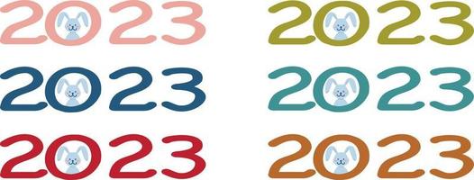 simpatici simboli del 2023. coniglio e data. illustrazione piatta vettoriale. vettore