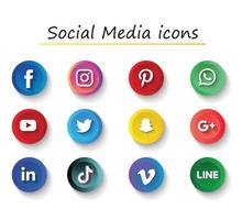 set di icone e loghi di social media vettore
