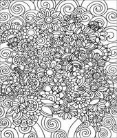 doodle fiore disegno sfondo libro da colorare pagina illustrazione vettore