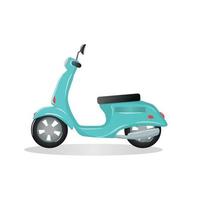 scooter retrò blu. vista laterale. immagine dettagliata di una vecchia motocicletta. illustrazione vettoriale ciclomotore isolata su bianco. trasporto. elemento di design. per adesivi, adesivi, scrapbooking.