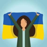 donna con l'illustrazione di vettore della bandiera dell'ucraina