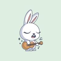 simpatico coniglietto che canta e suona la chitarra vettore