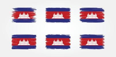 collezione di pennelli bandiera cambogia. bandiera nazionale vettore