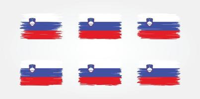 collezione di pennelli bandiera slovenia. bandiera nazionale vettore