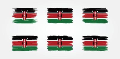 collezione di pennelli bandiera kenya. bandiera nazionale vettore
