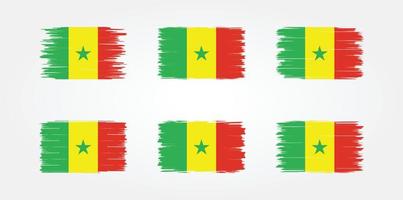 collezione di pennelli bandiera senegal. bandiera nazionale vettore