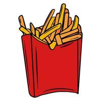 scarabocchio delle patatine fritte. illustrazione di fast food disegnata a mano. arte dell'illustrazione delle patatine fritte vettore