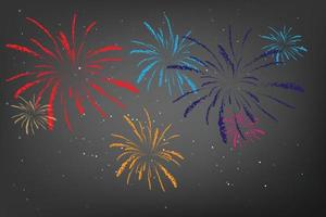 fuochi d'artificio colorati su sfondo crepuscolare. concetto di nuovo anno vettore