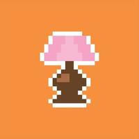 pixel art 8 bit. scrivania con lampada rosa vettore