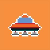 pixel art 8 bit. ufo rosso arancio vettore