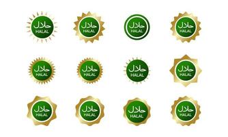 collezione di set di icone oro verde logo halal vettore