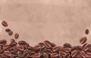 sfondo di chicchi di caffè dell'acquerello vettore