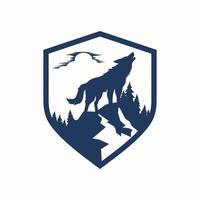 illustrazione vettoriale del logo del lupo selvatico vintage