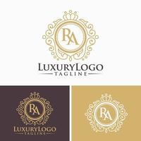 modello di logo floreale araldico cerchio di lusso in vettoriale per ristorante, royalty, boutique, caffetteria, hotel, gioielli, moda e altre illustrazioni vettoriali