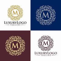 modello di logo floreale araldico cerchio di lusso in vettoriale per ristorante, royalty, boutique, caffetteria, hotel, gioielli, moda e altre illustrazioni vettoriali