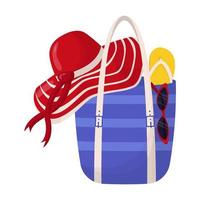 borsa estiva da donna colorata con accessori da spiaggia. elementi di design estivi. vettore
