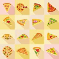 set di icone per pizza, stile piatto vettore