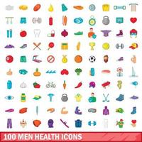 100 icone di salute degli uomini messe, stile del fumetto