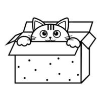 colorare il contorno di un simpatico gattino cartone animato. animale domestico, scarabocchio vettore